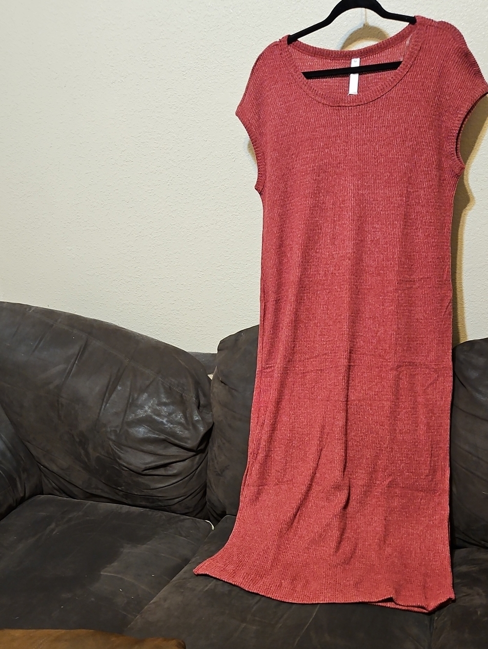 Dear Scarlett Waffle Knit Maxi Dress - Brick Red